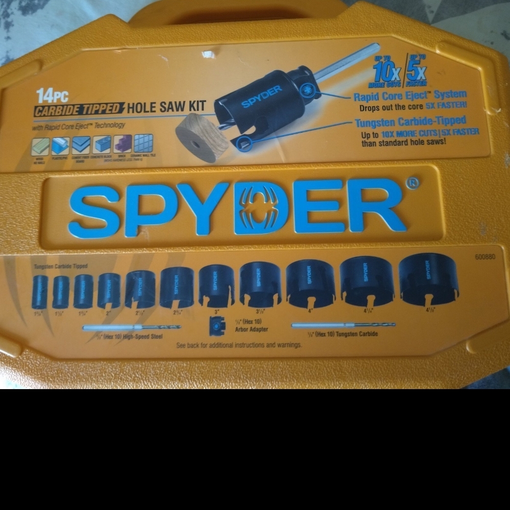 COPY - Spyder 14-Piece Carbide Hole Saw Set - Blue and Black